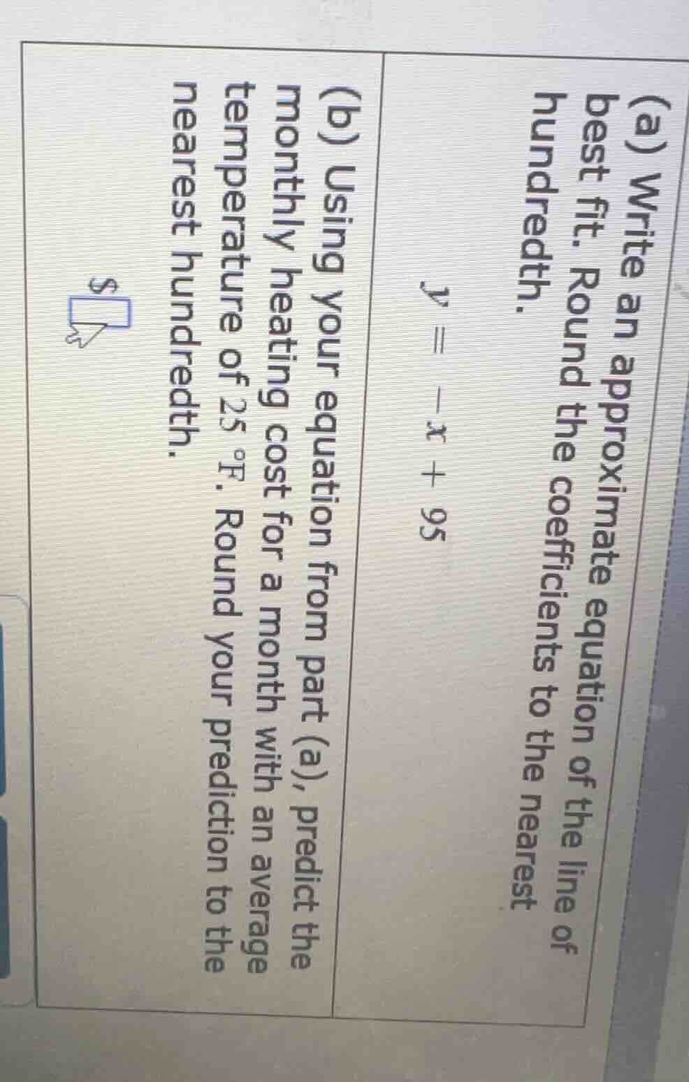 (a) write an approximate equation of the line of best fit. round the co…