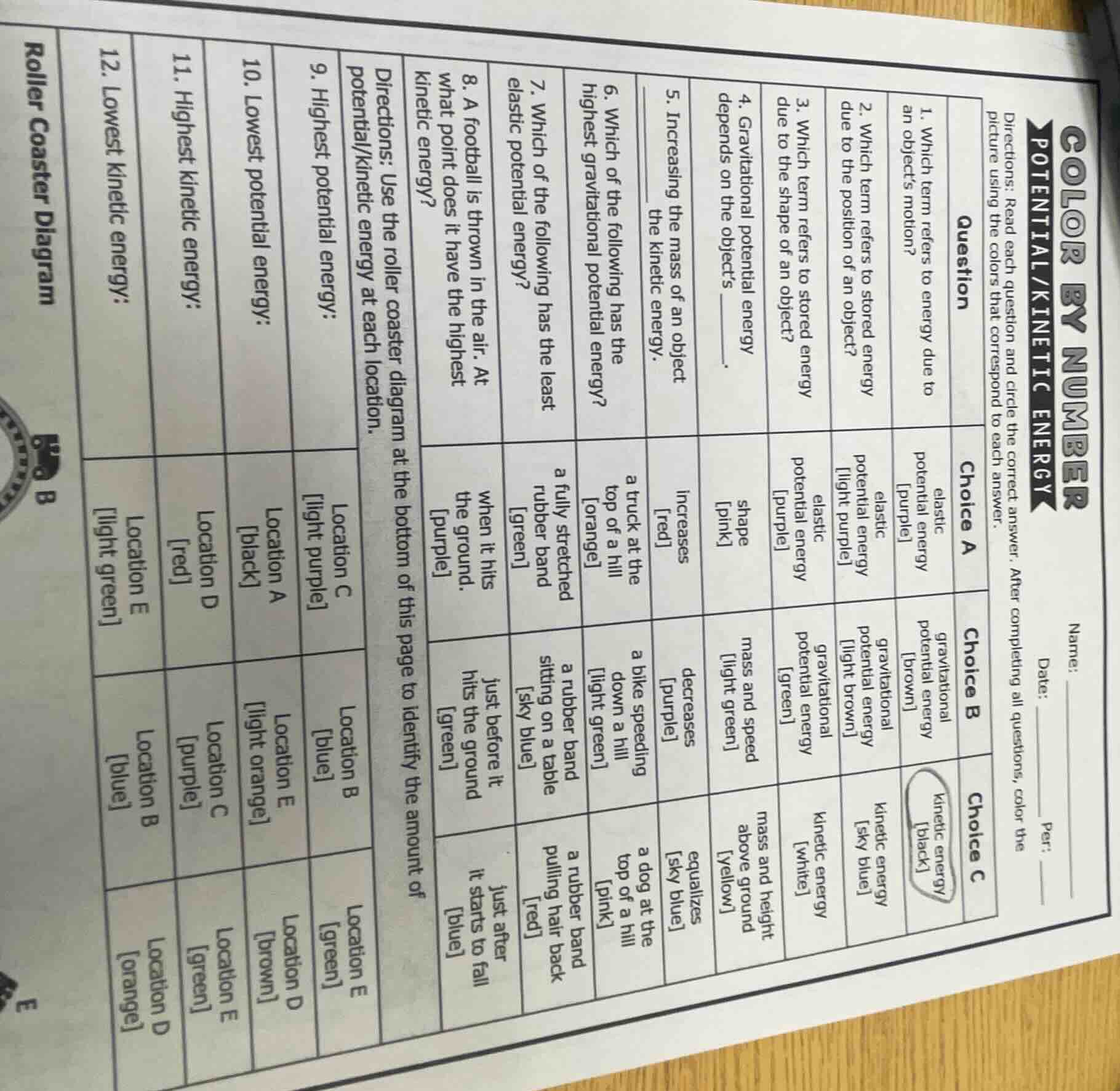 color by number potential/kinetic energy name: date: per: directions: r…