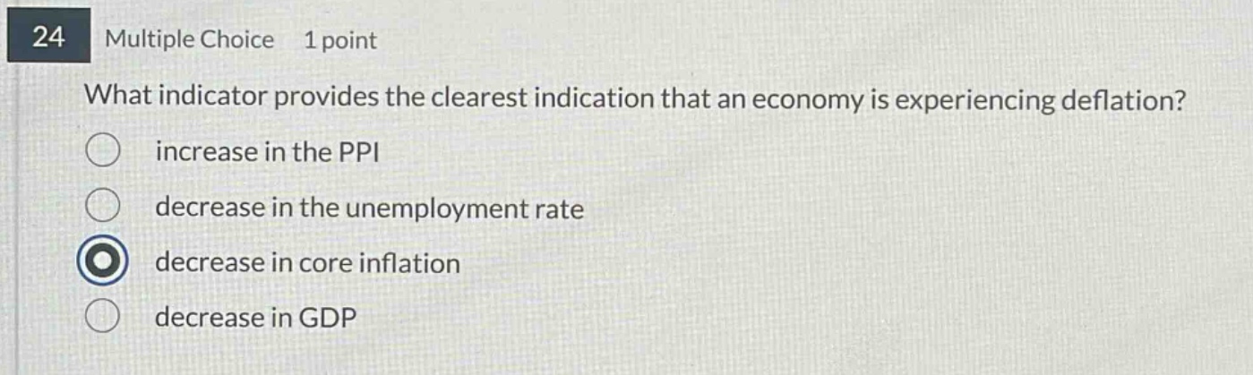 24 multiple choice 1 point what indicator provides the clearest indicat…