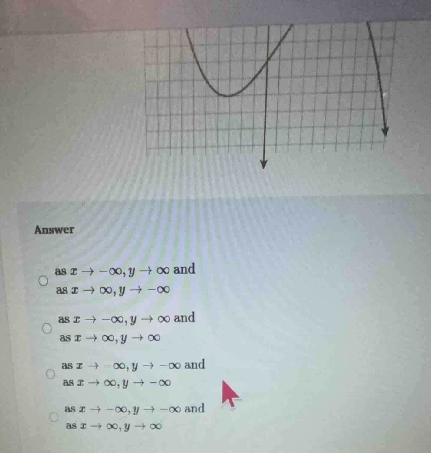 answer as ( x \to -infty, y \to infty ) and as ( x \to infty, y \to -in…