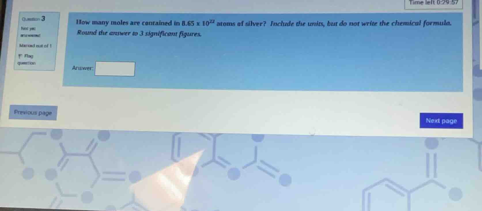 question 3 not yet answered marked out of 1 flag question how many mole…
