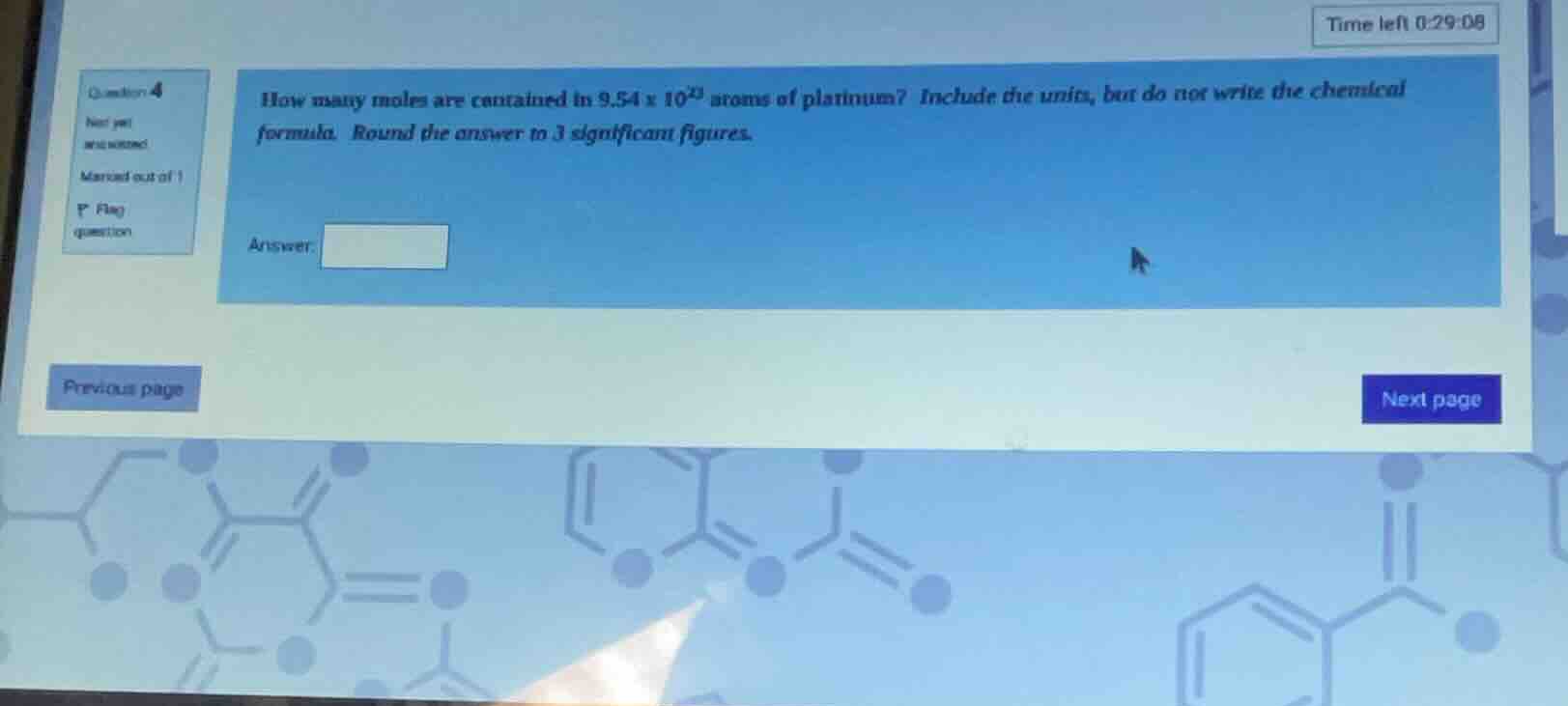 how many moles are contained in 9.54 × 10²³ atoms of platinum? include …