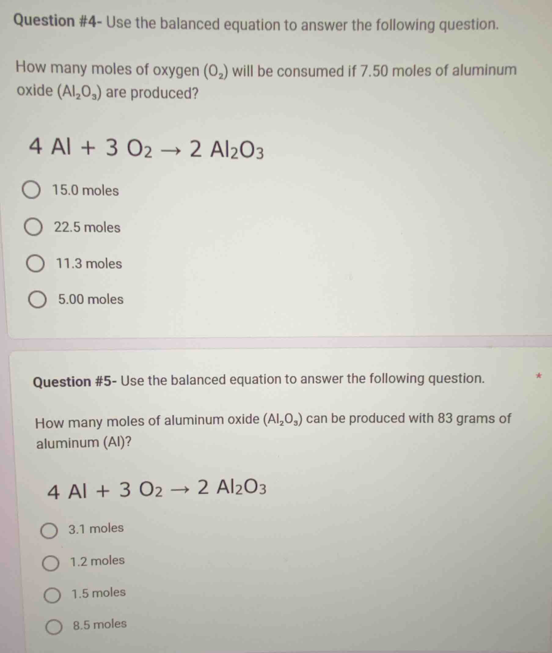 question #4- use the balanced equation to answer the following question…