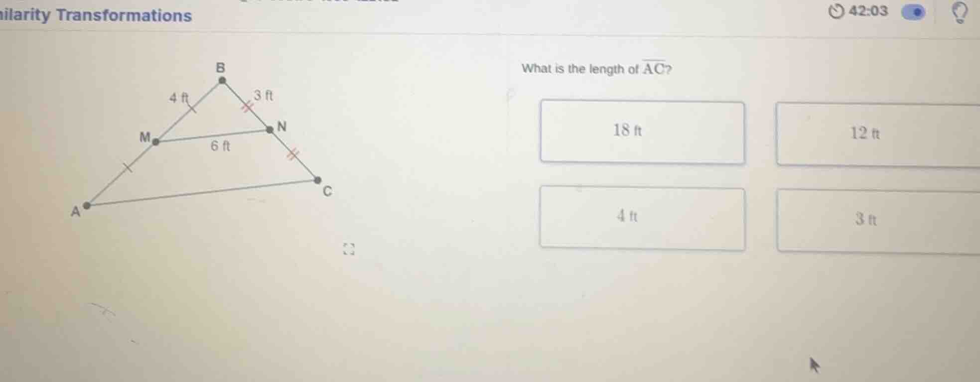 ilarity transformations what is the length of \\(\\overline{ac}\\)? 18 …
