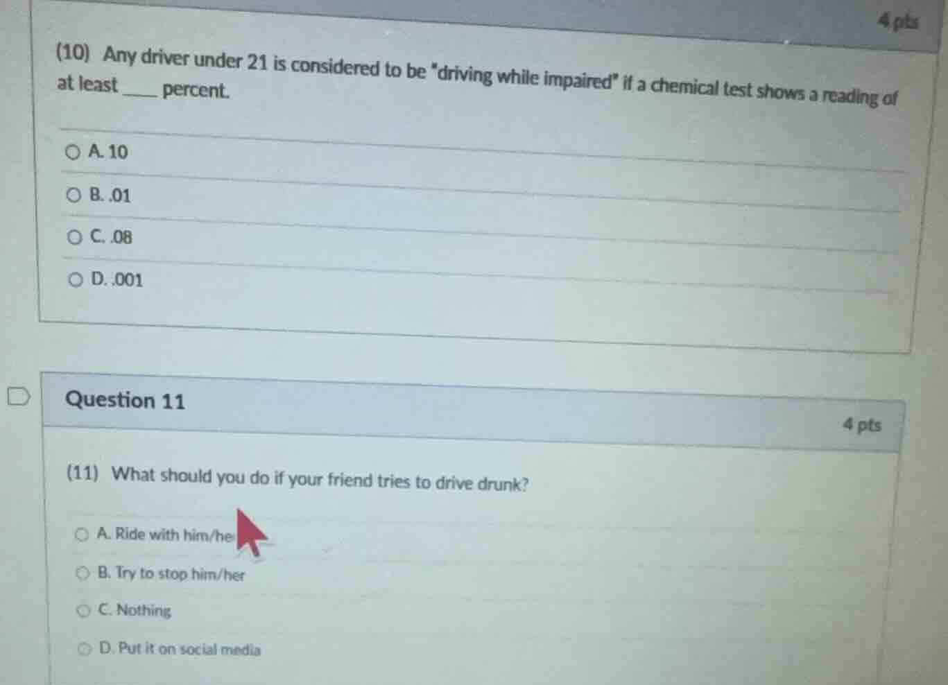 (10) any driver under 21 is considered to be \driving while impaired\ i…