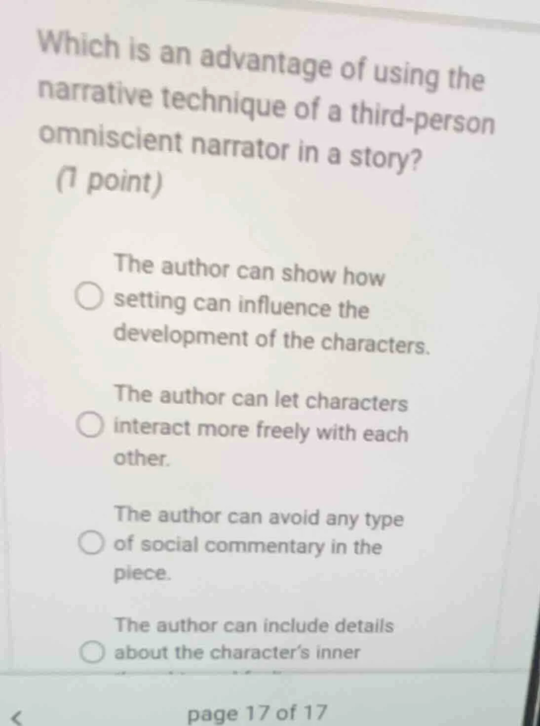 which is an advantage of using the narrative technique of a third - per…
