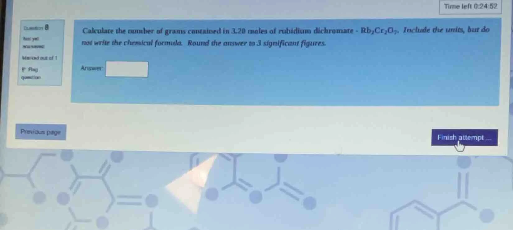 calculate the number of grams contained in 3.20 moles of rubidium dichr…