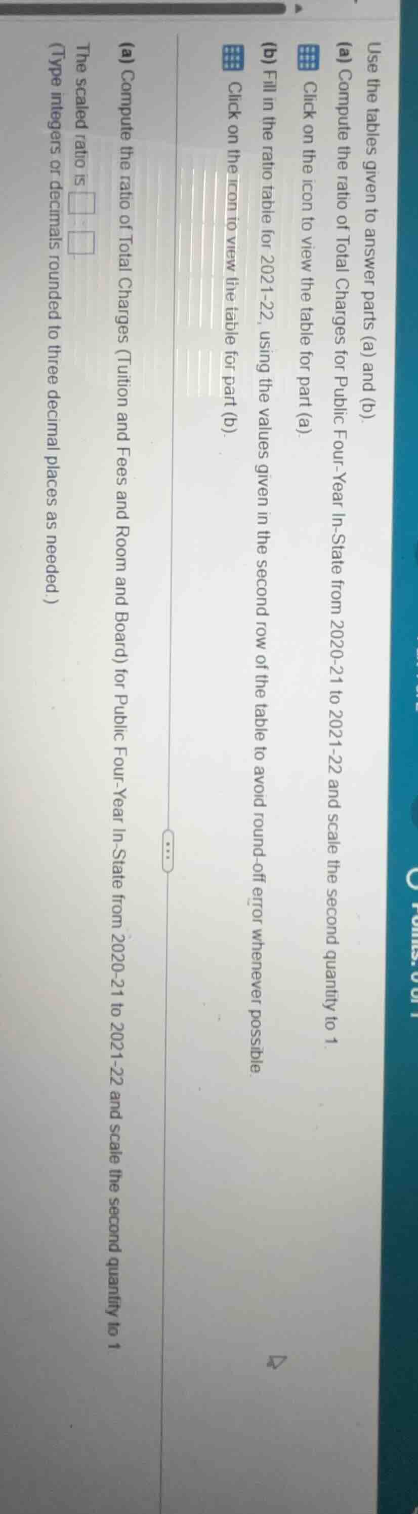 use the tables given to answer parts (a) and (b). (a) compute the ratio…