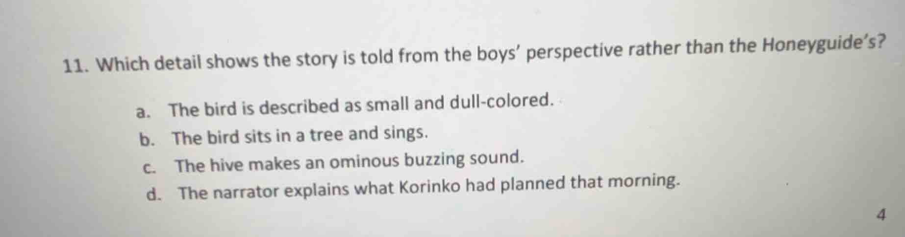 11. which detail shows the story is told from the boys’ perspective rat…