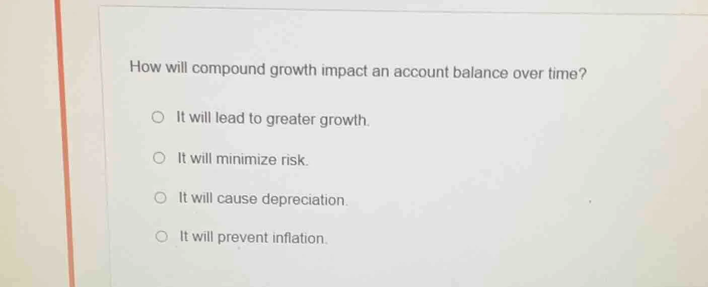 how will compound growth impact an account balance over time? it will l…