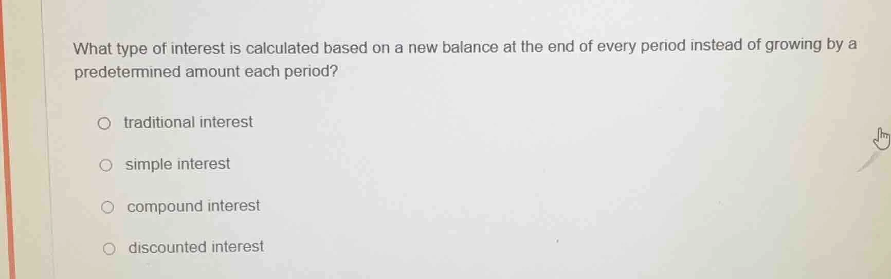 what type of interest is calculated based on a new balance at the end o…