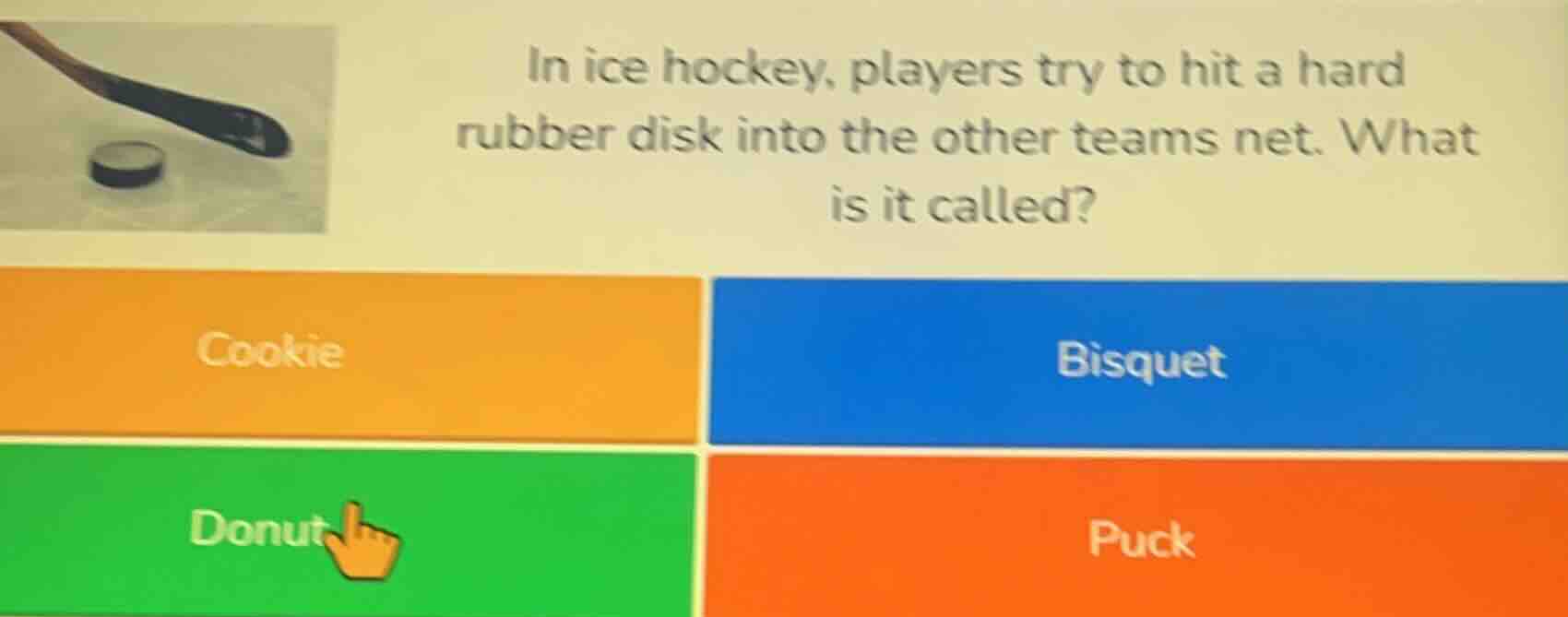 in ice hockey, players try to hit a hard rubber disk into the other tea…