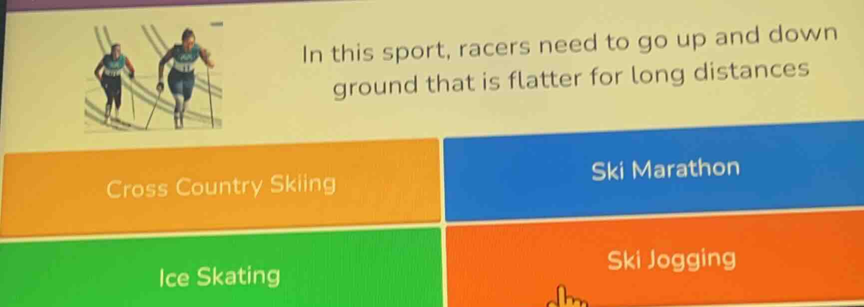 in this sport, racers need to go up and down ground that is flatter for…