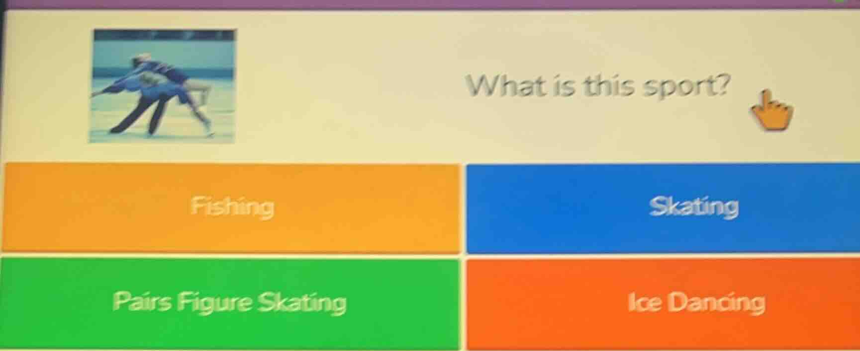 what is this sport? fishing skating pairs figure skating ice dancing