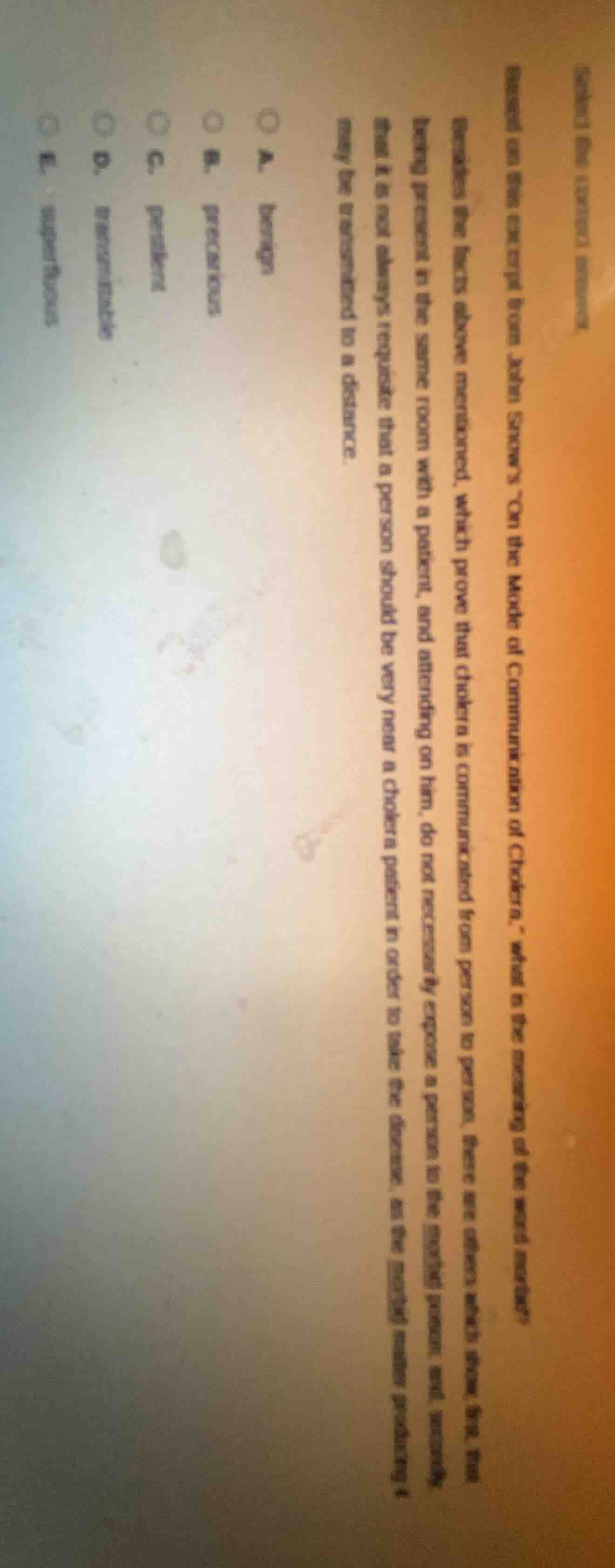 based on the article from john snow’s “on the mode of communication of …