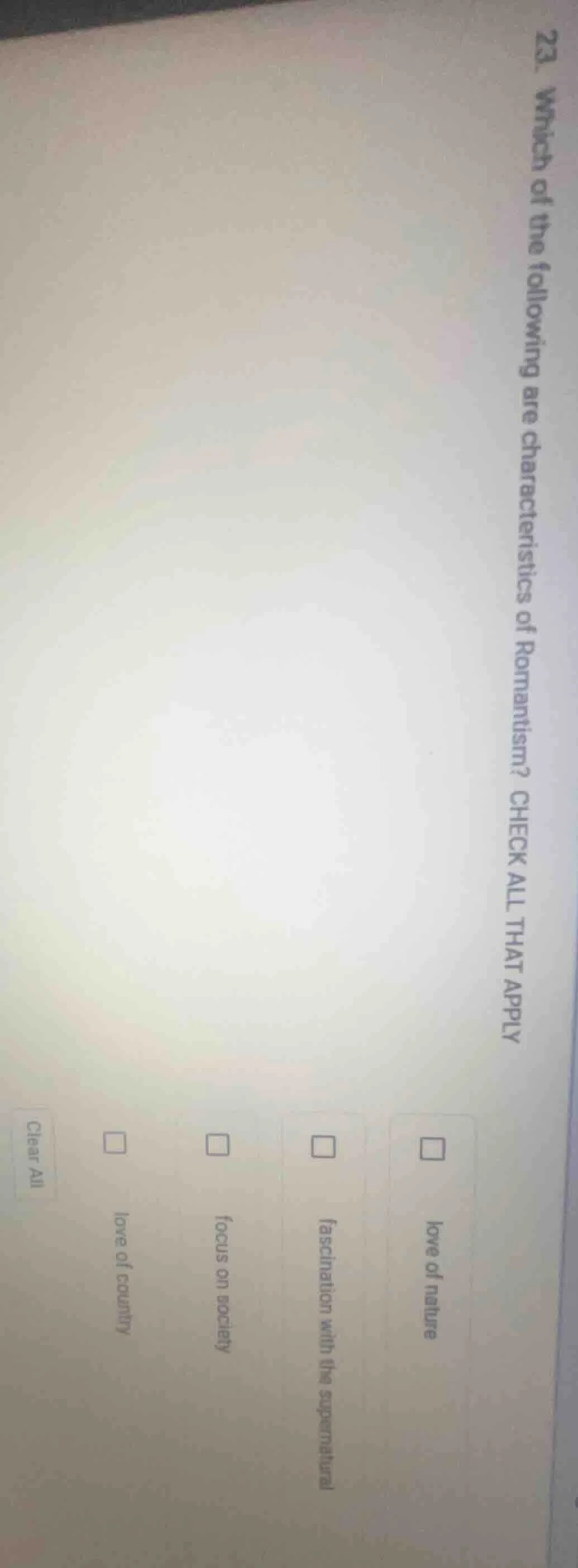 23. which of the following are characteristics of romanticism? check al…