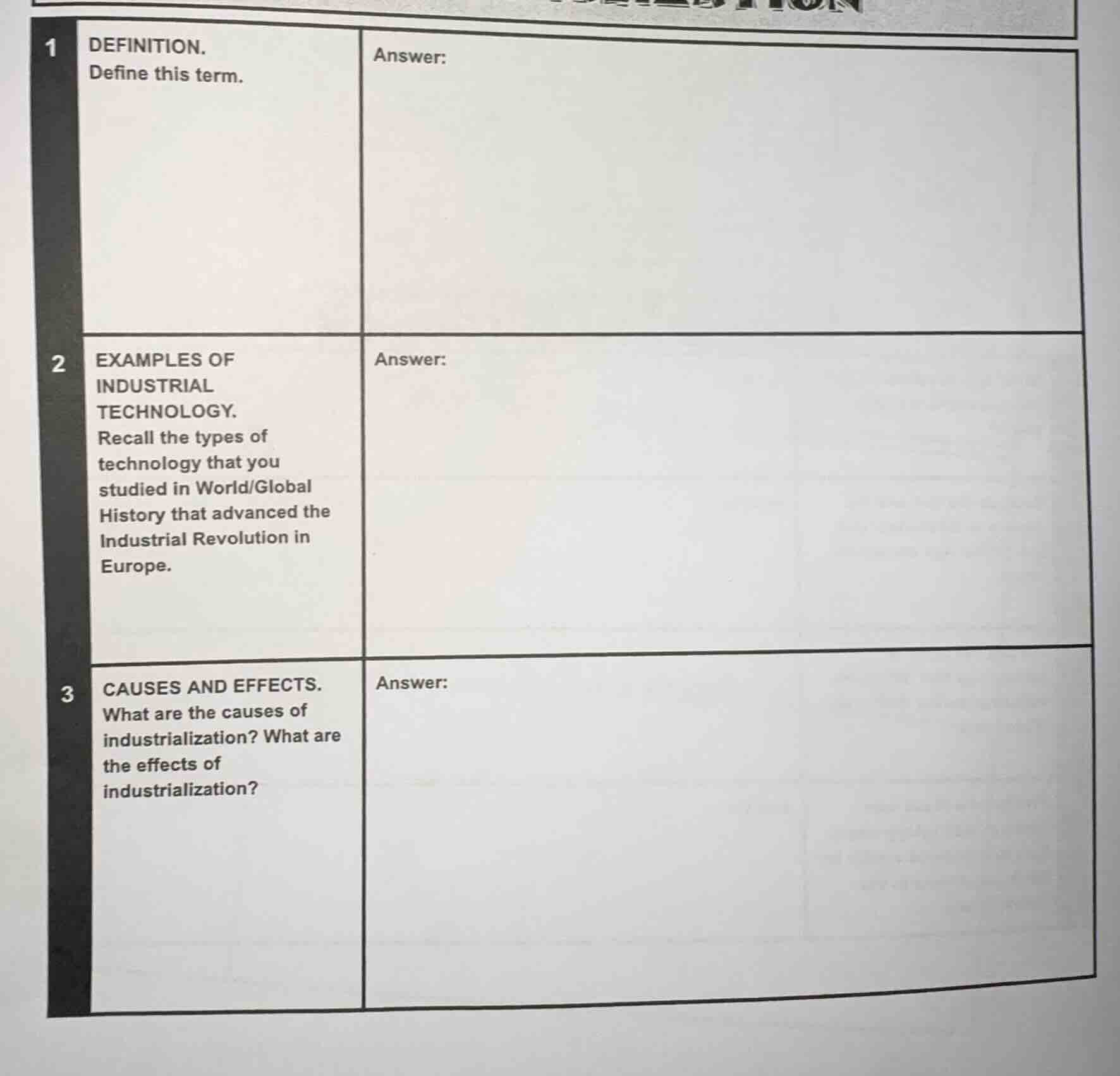 1 definition. define this term. answer: 2 examples of industrial techno…
