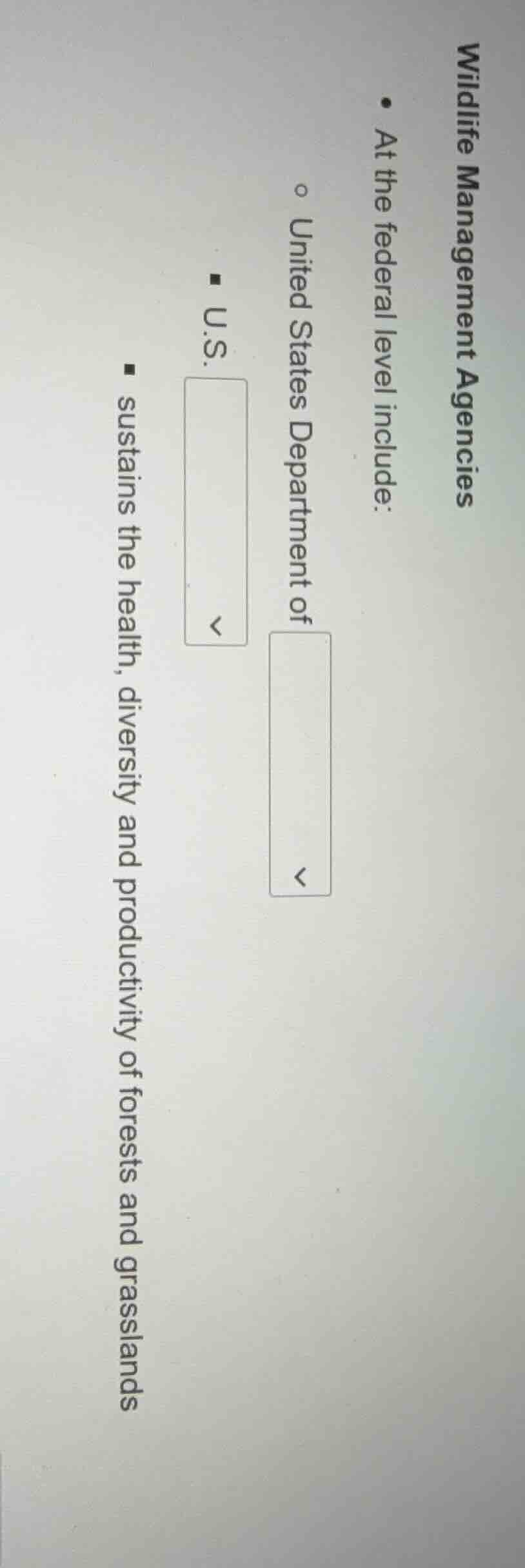 wildlife management agencies - at the federal level include: - united s…