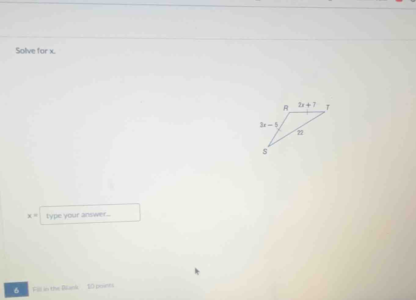 solve for x. x = type your answer...