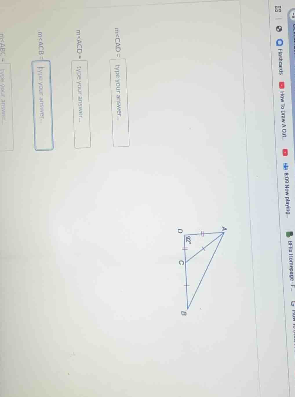 m∠cad = type your answer... m∠acd = type your answer... m∠acb = type yo…