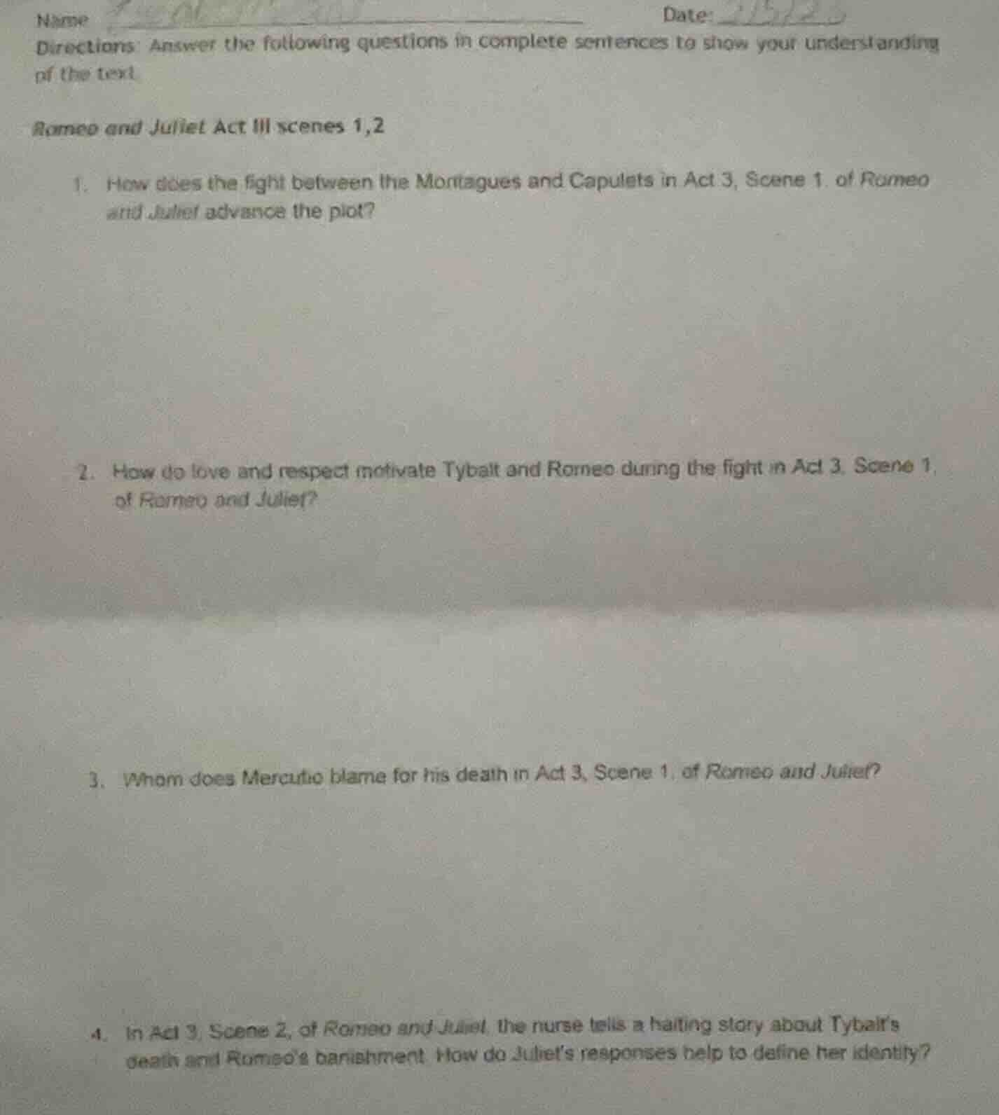 name date: directions: answer the following questions in complete sente…