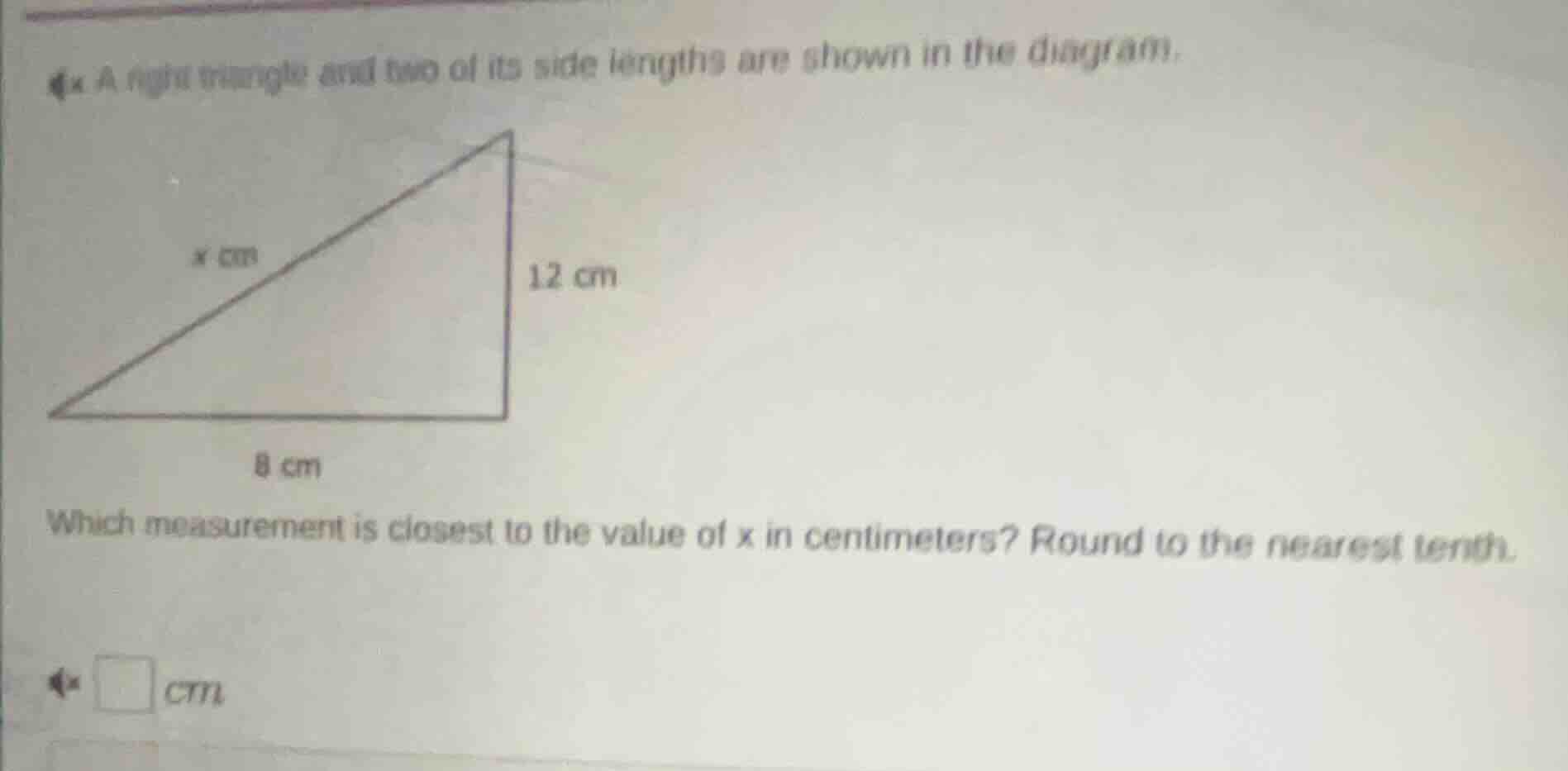 a right triangle and two of its side lengths are shown in the diagram. …