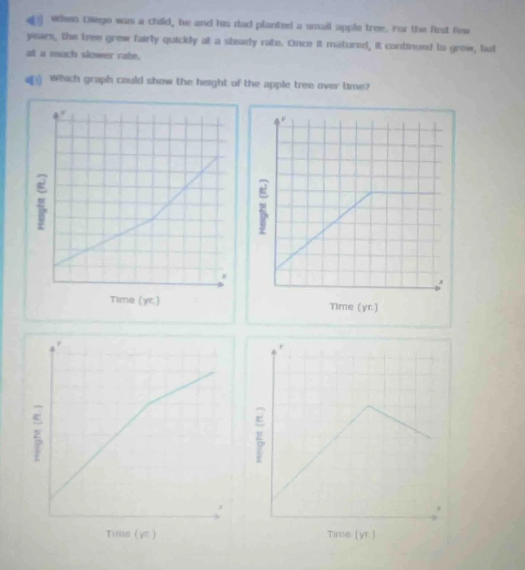 when diego was a child, he and his dad planted a small apple tree. for …