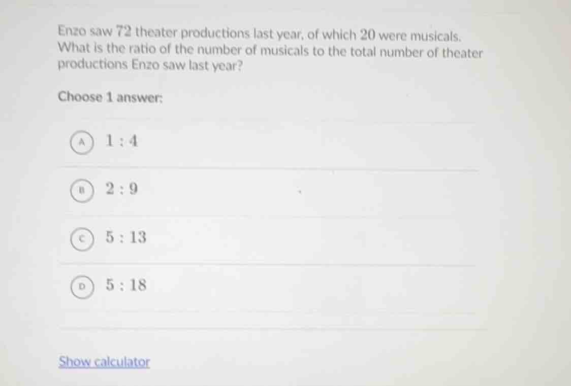 enzo saw 72 theater productions last year, of which 20 were musicals. w…