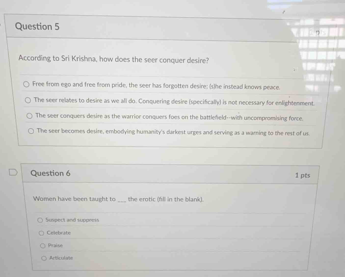 question 5 according to sri krishna, how does the seer conquer desire? …