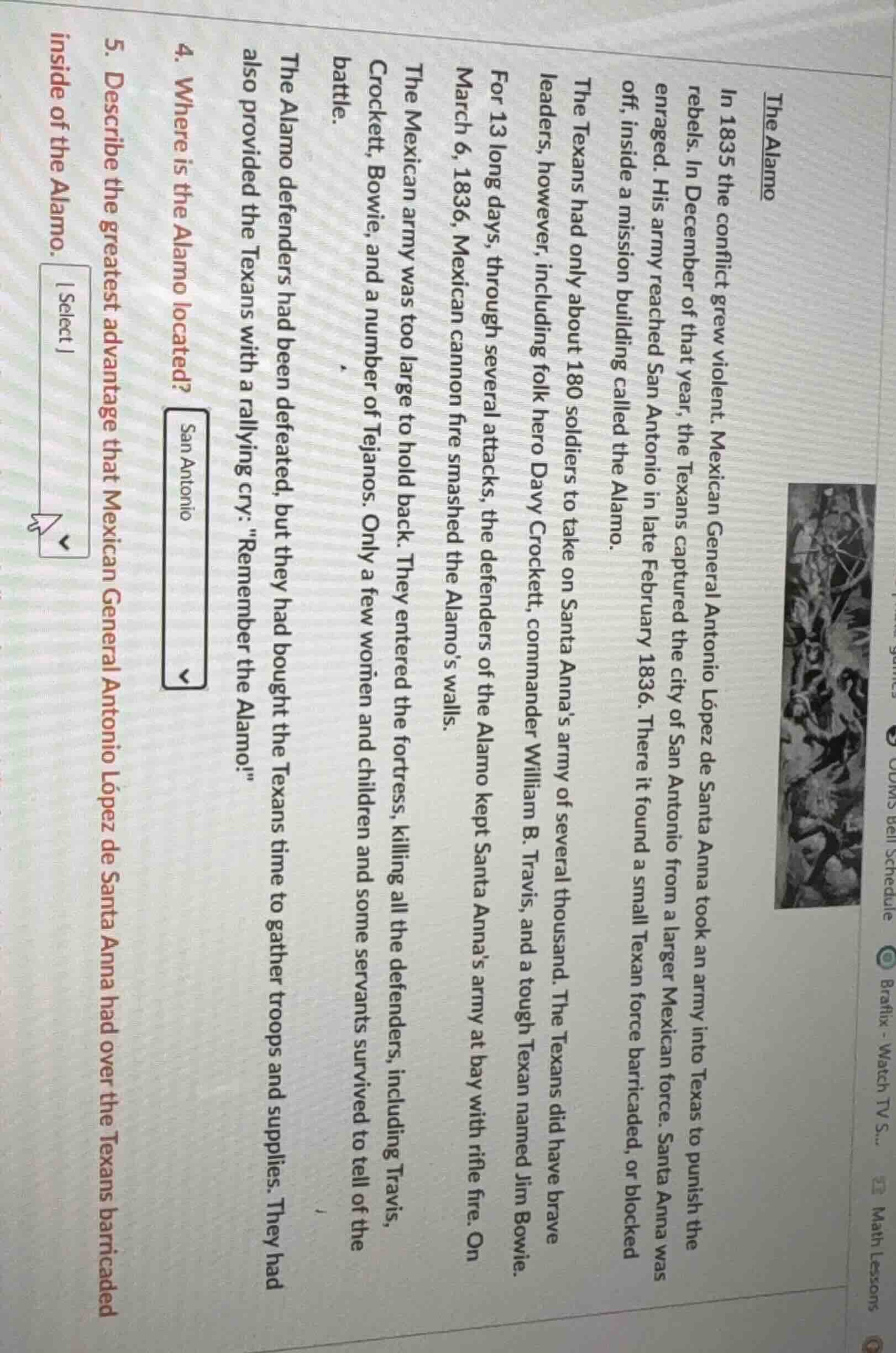 the alamo in 1835 the conflict grew violent. mexican general antonio ló…