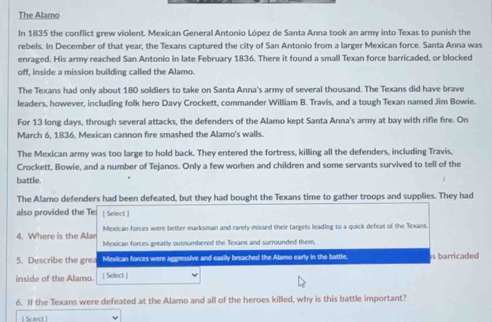 the alamo in 1835 the conflict grew violent. mexican general antonio ló…