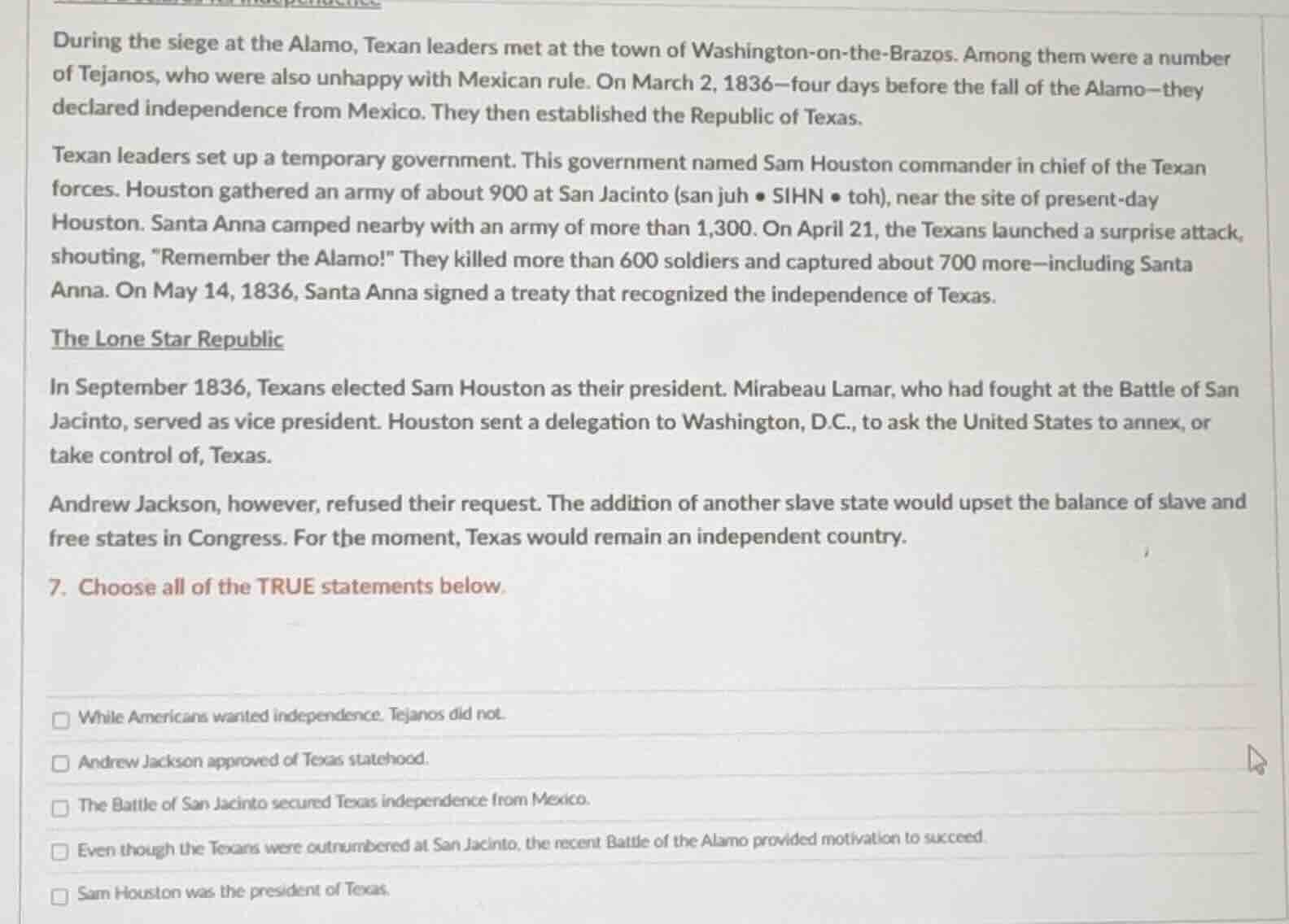 during the siege at the alamo, texan leaders met at the town of washing…