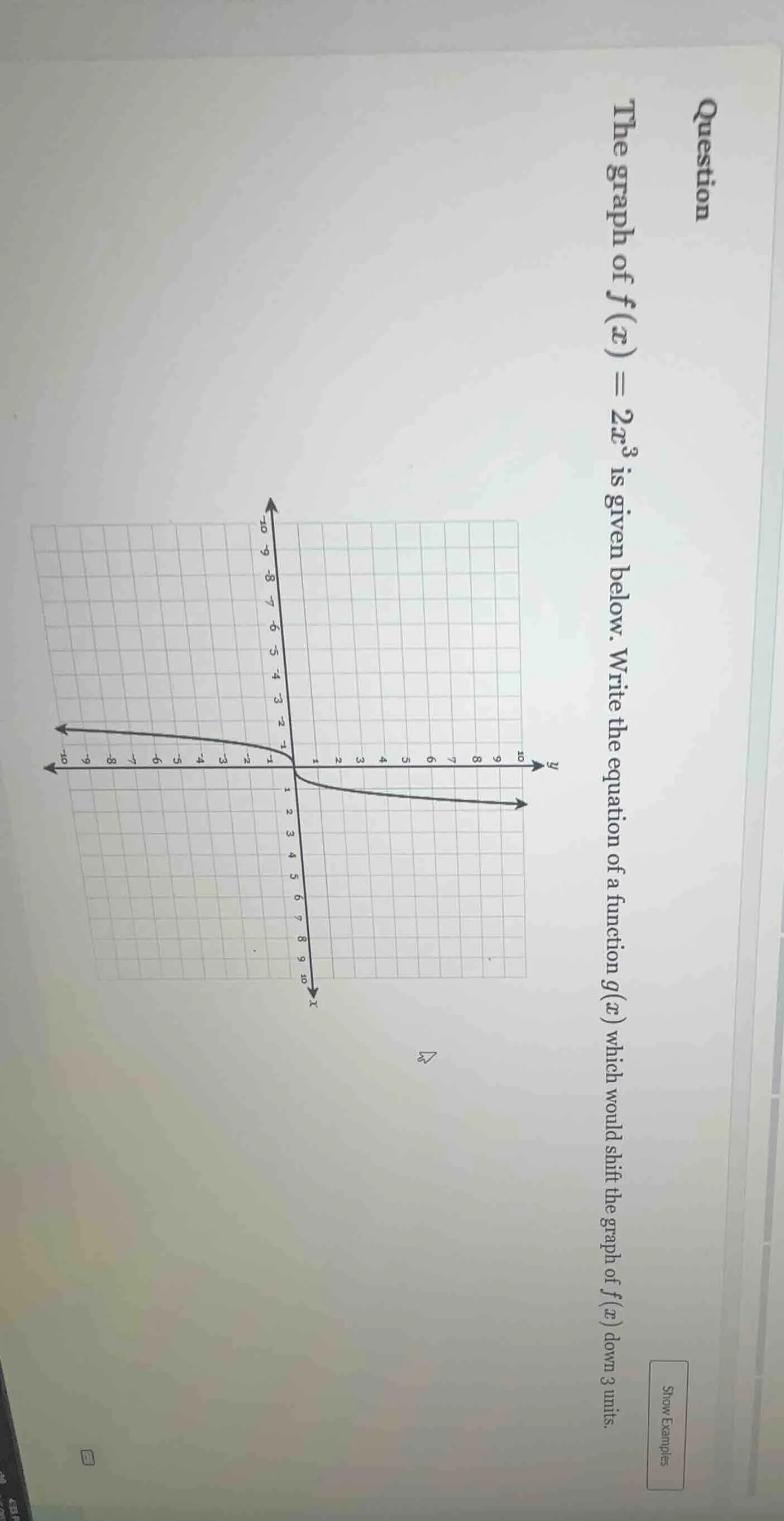 question the graph of $f(x) = 2x^3$ is given below. write the equation …
