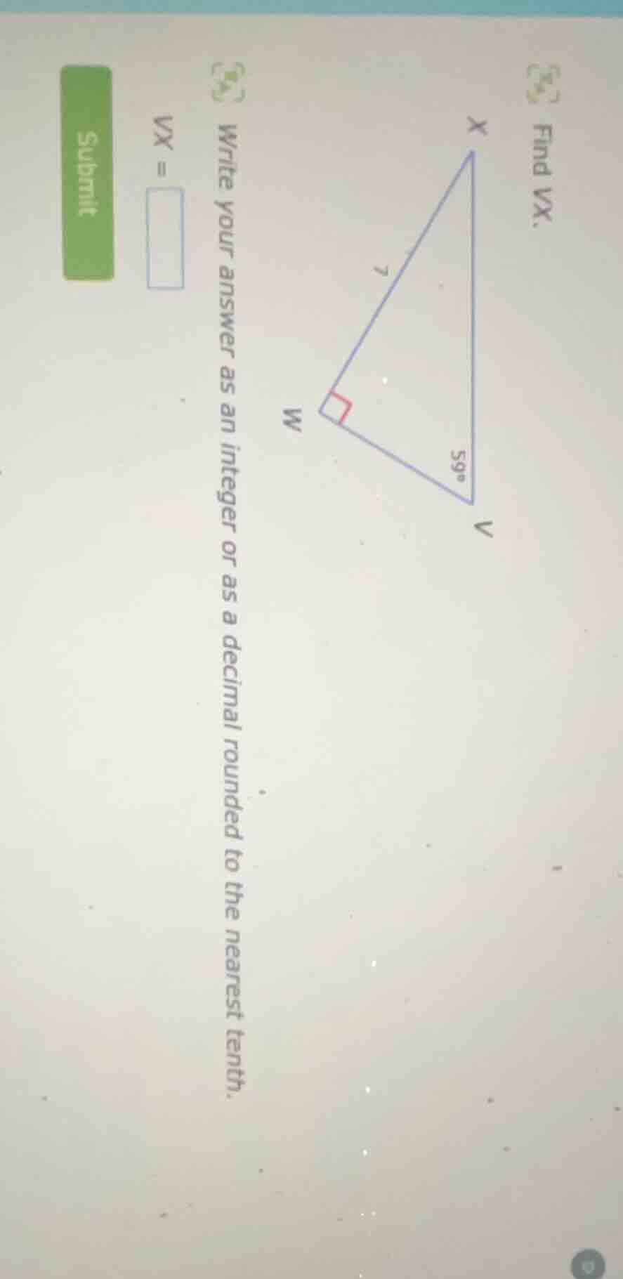 find vx. write your answer as an integer or as a decimal rounded to the…