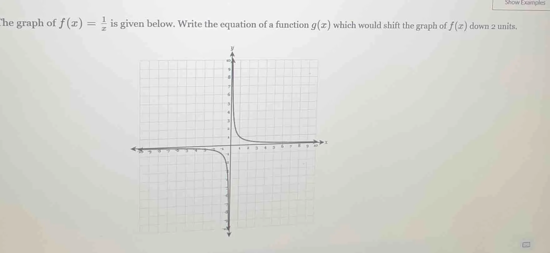 the graph of $f(x) = \\frac{1}{x}$ is given below. write the equation o…