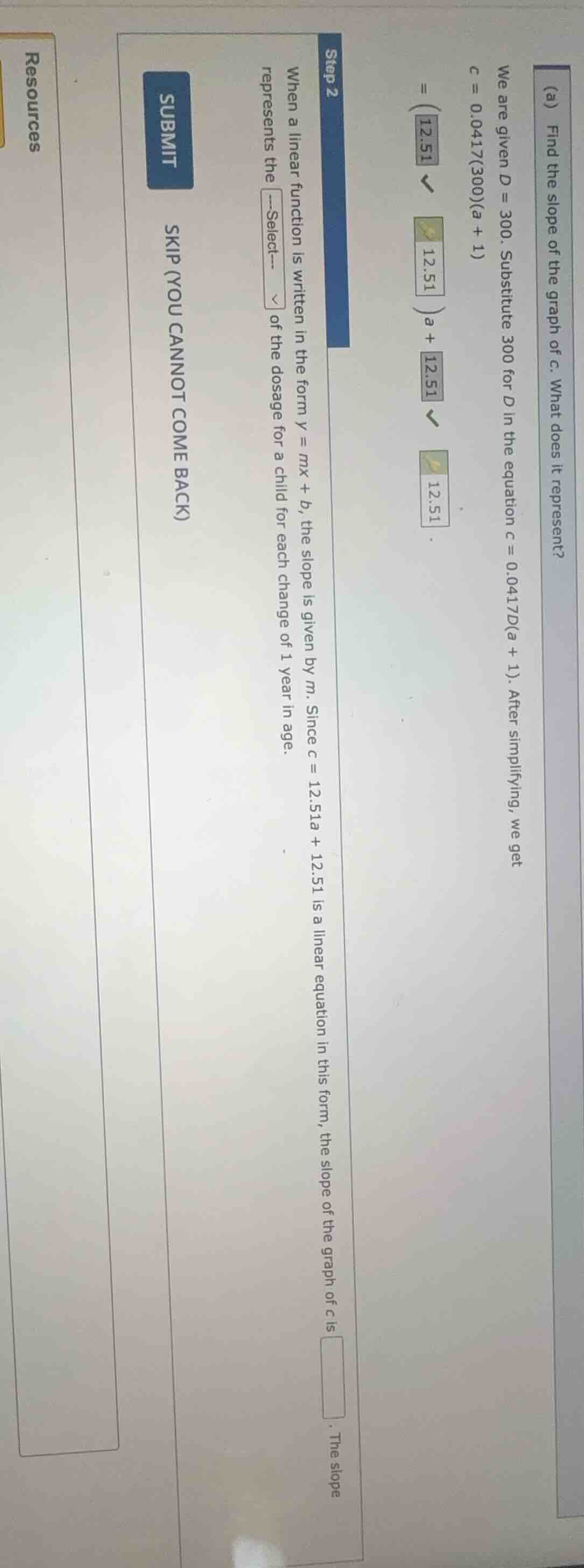 (a) find the slope of the graph of c. what does it represent? we are gi…