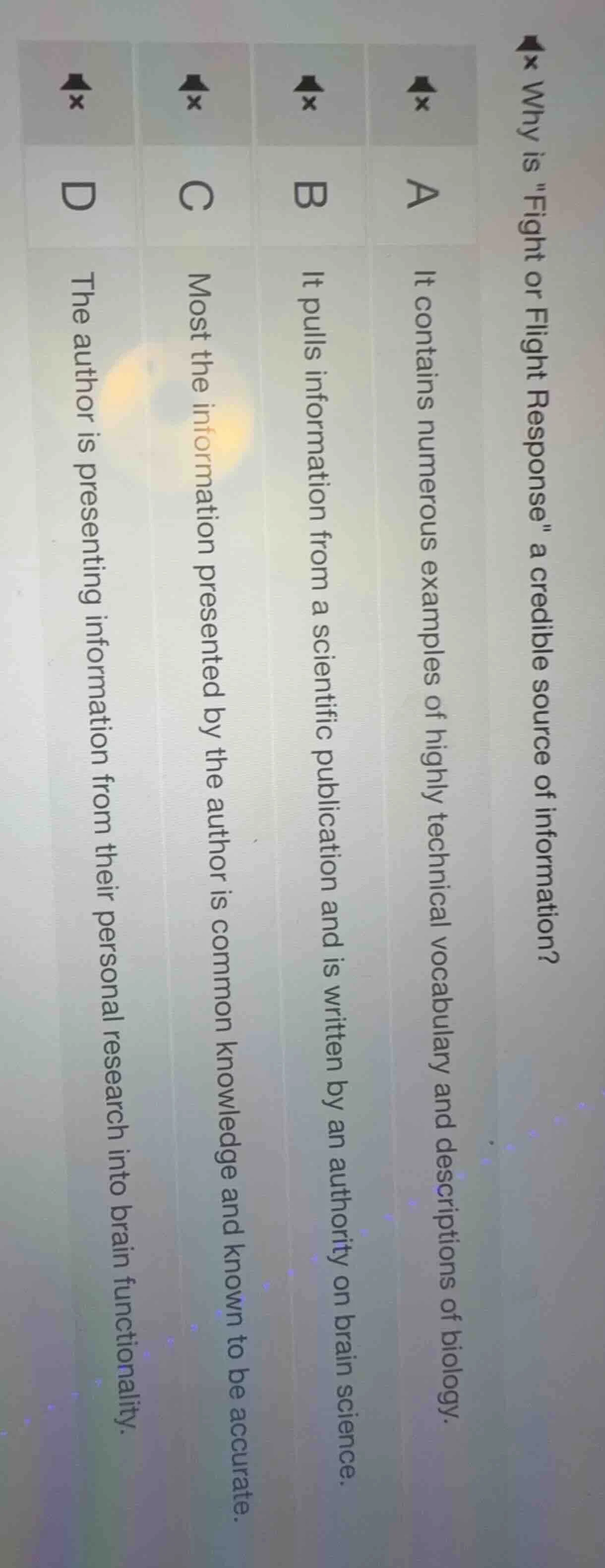 why is \fight or flight response\ a credible source of information? a i…