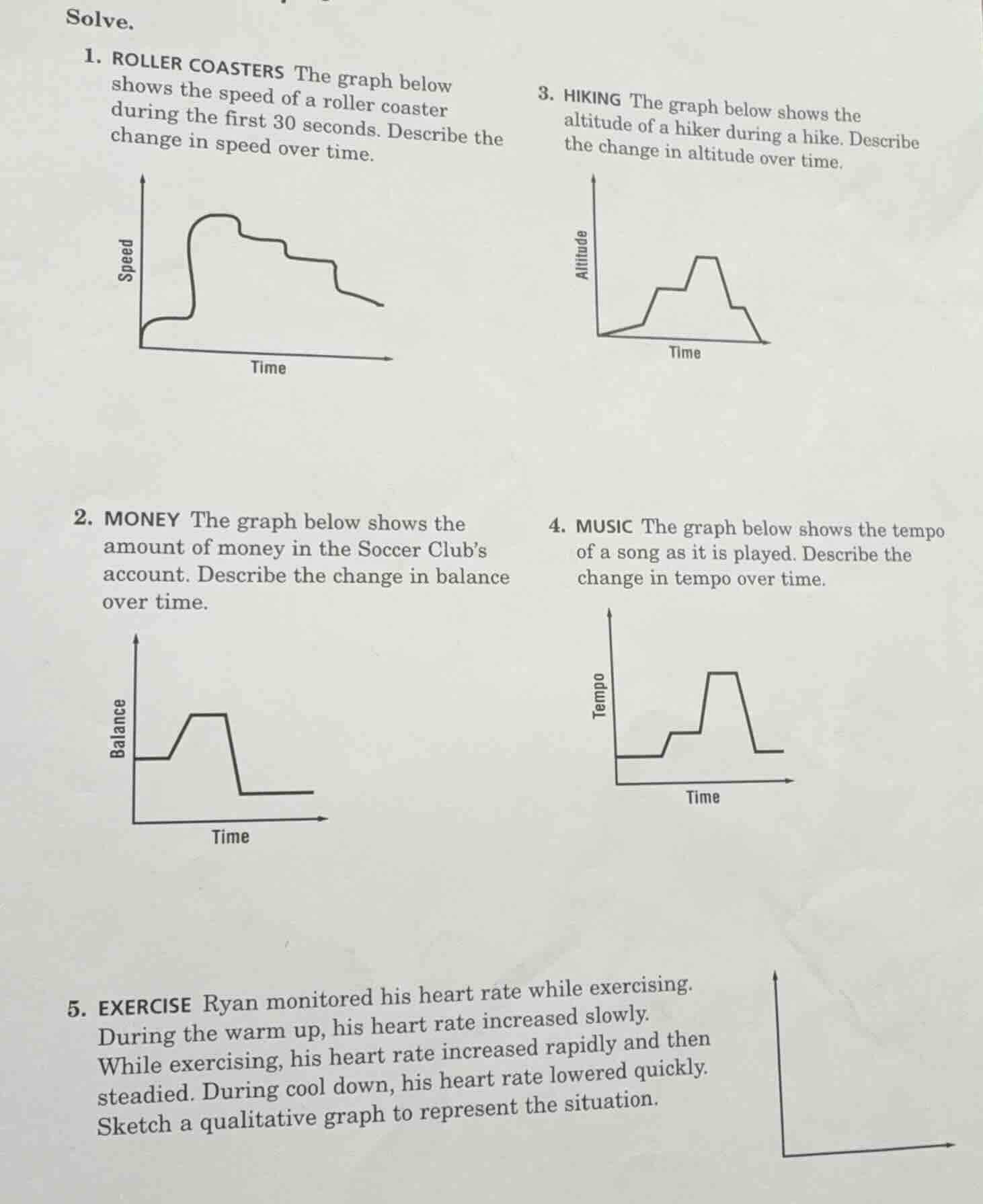 solve. 1. roller coasters the graph below shows the speed of a roller c…