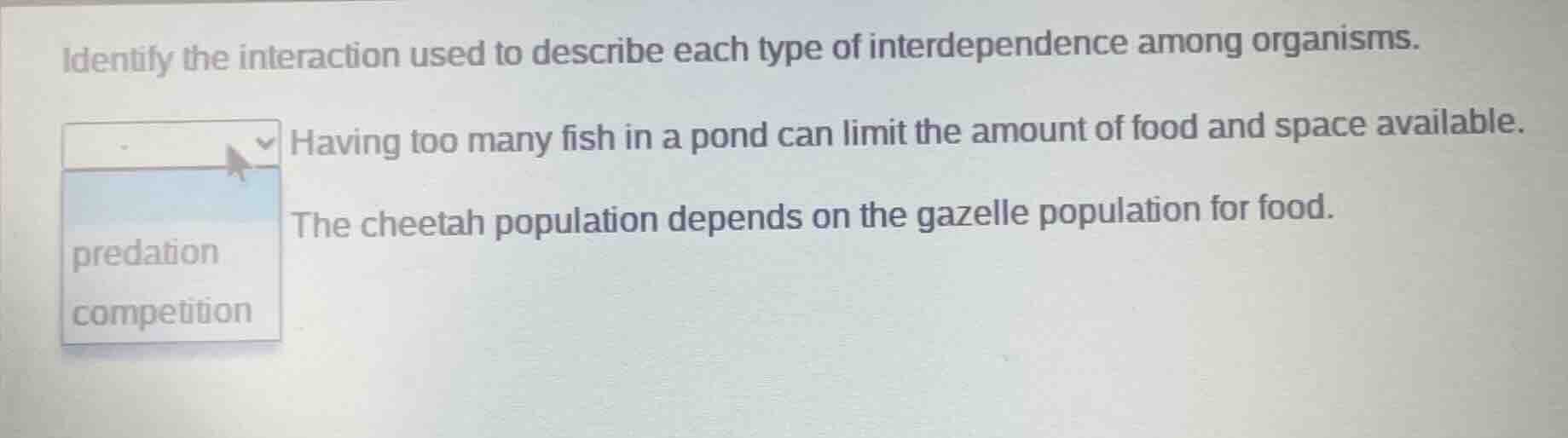 identify the interaction used to describe each type of interdependence …