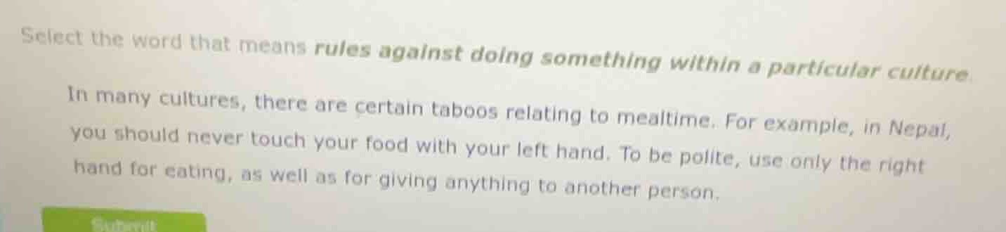 select the word that means rules against doing something within a parti…