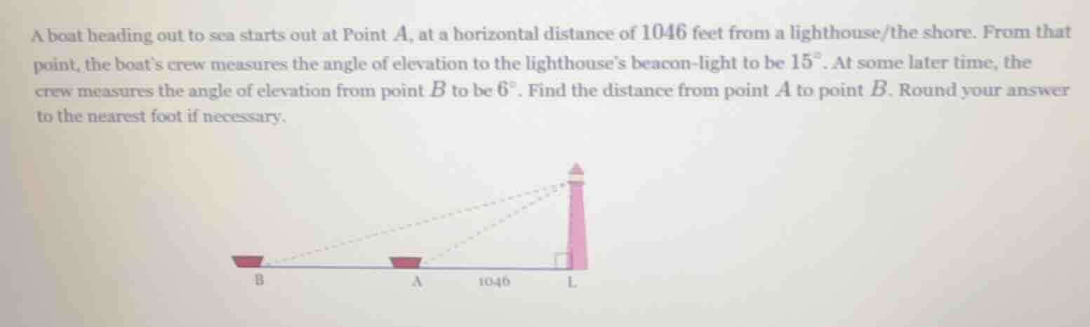 a boat heading out to sea starts out at point a, at a horizontal distan…