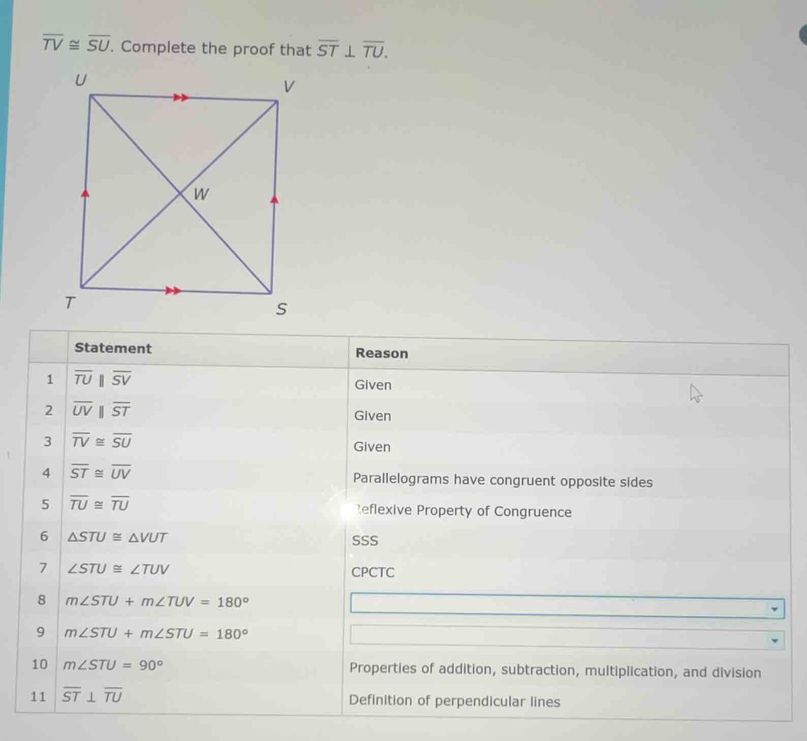 $\\overline{tv} \\cong \\overline{su}$. complete the proof that $\\over…
