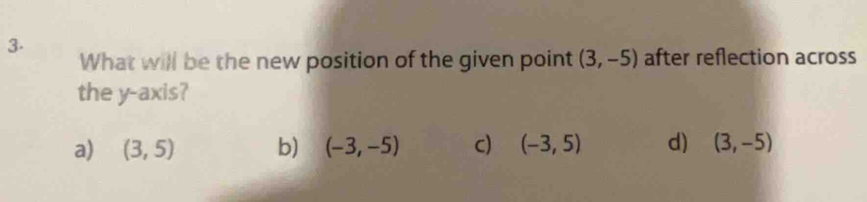 3. what will be the new position of the given point (3, -5) after refle…