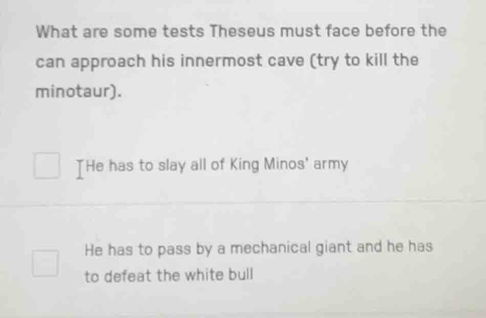 what are some tests theseus must face before the can approach his inner…