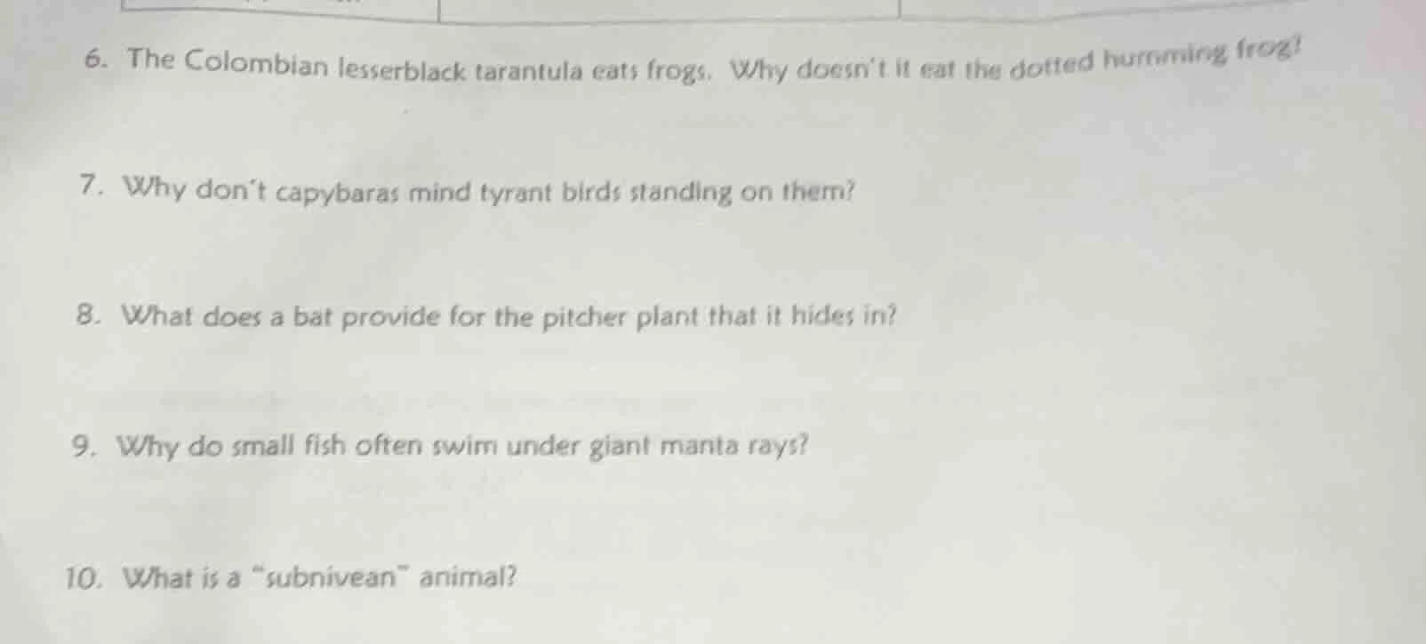 6. the colombian lesserblack tarantula eats frogs. why doesnt it eat th…