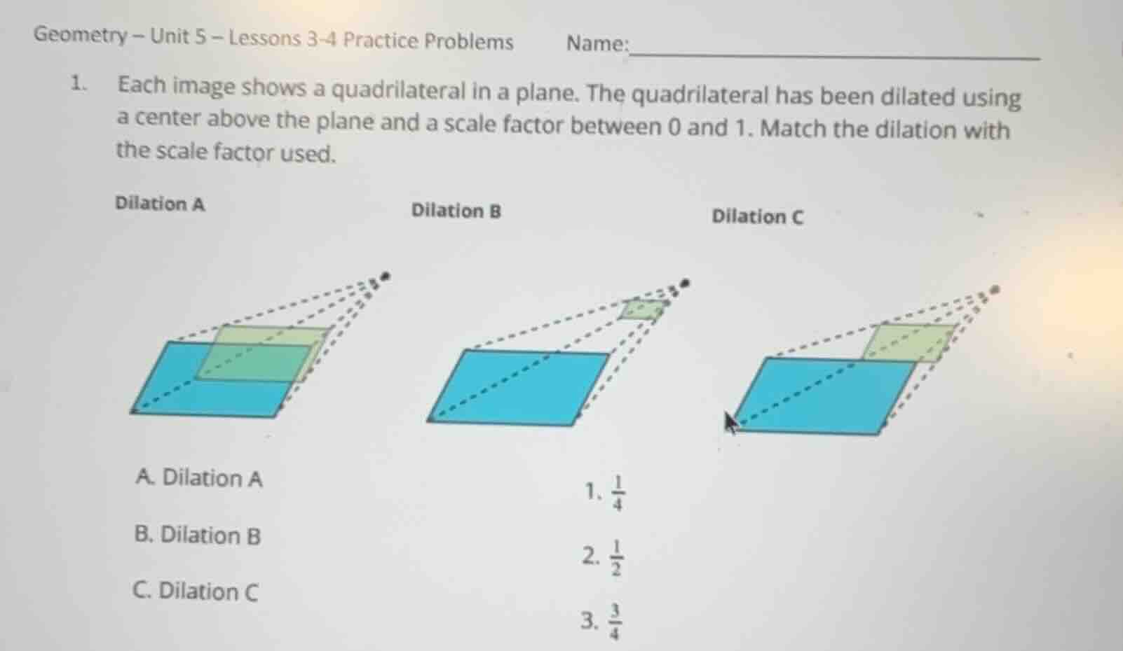 geometry – unit 5 – lessons 3 - 4 practice problems name:______ 1. each…
