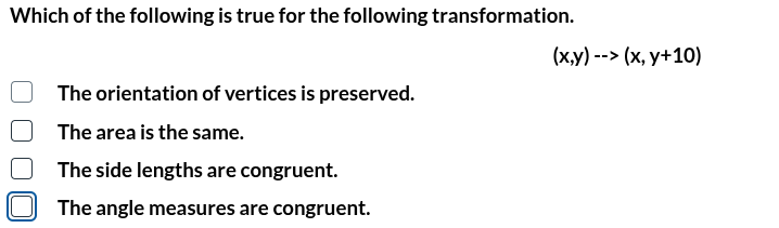 which of the following is true for the following transformation. (x,y) …