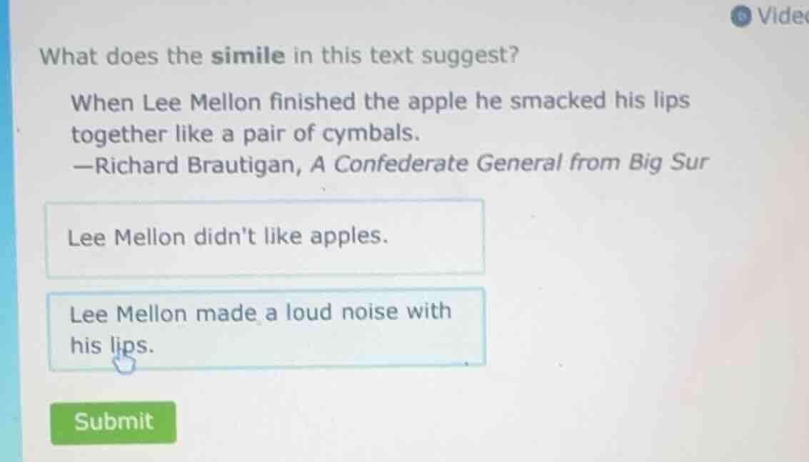 what does the simile in this text suggest? when lee mellon finished the…