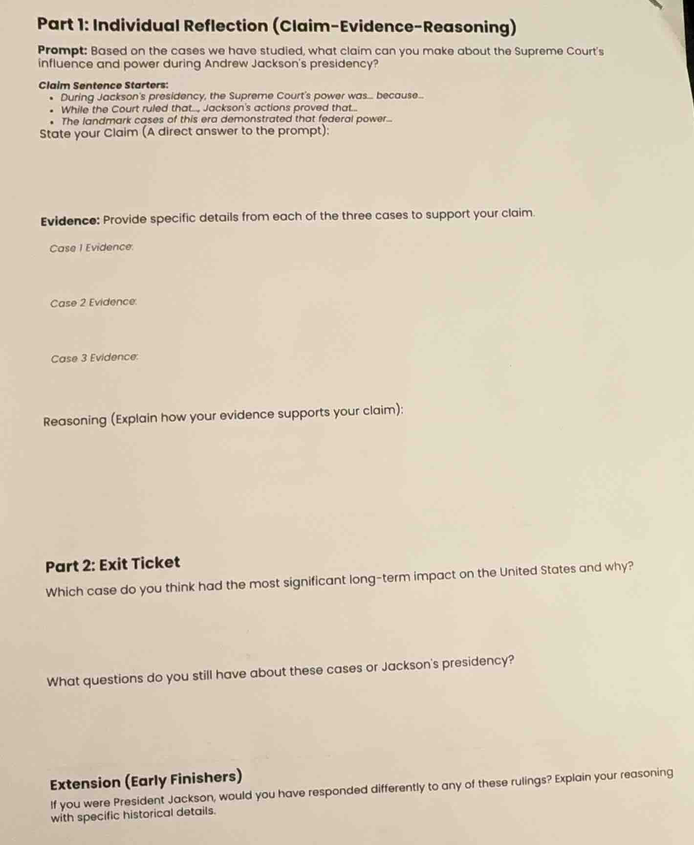 part 1: individual reflection (claim - evidence - reasoning) prompt: ba…