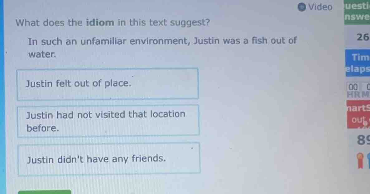 what does the idiom in this text suggest? in such an unfamiliar environ…